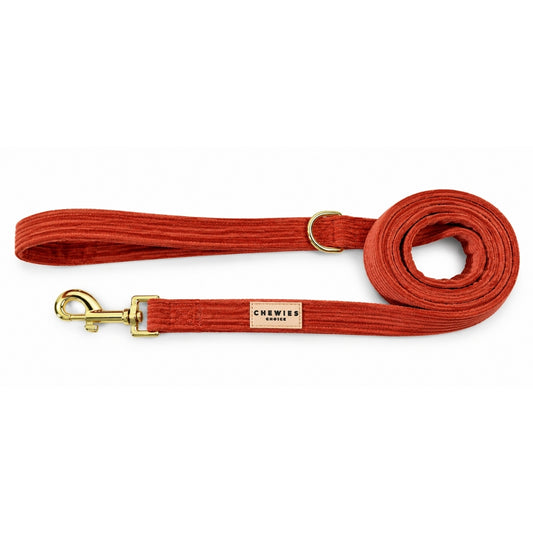 Hondenriem corduroy ribstof oranje/rood