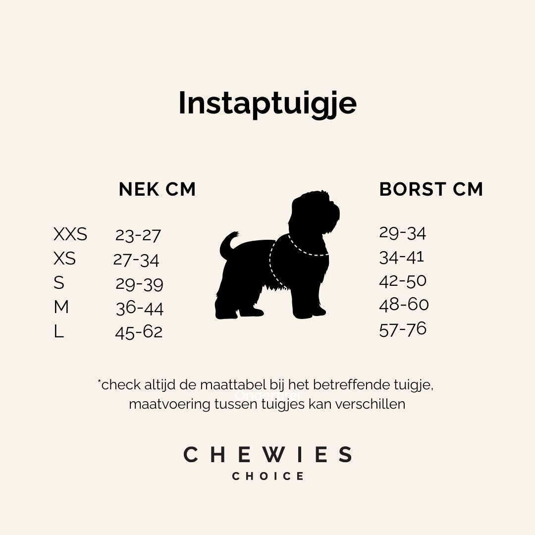 instaptuigje maattabel