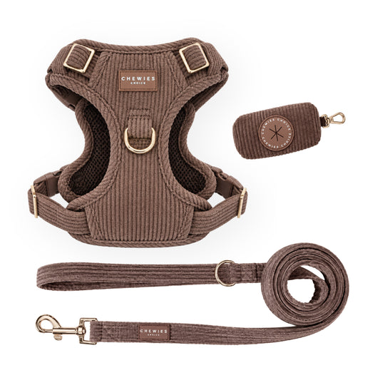 hondentuig wandelset bruin corduroy